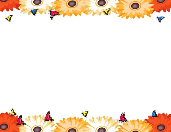Gerberas Fleurs Cadre Décor — Image vectorielle