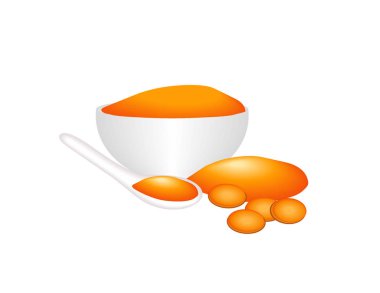 beyaz arkaplanda zerdeçal baharatı