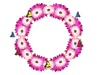 Gerbera çiçekleri çerçeve dekor