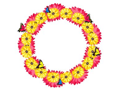 Gerbera çiçekleri çerçeve dekor