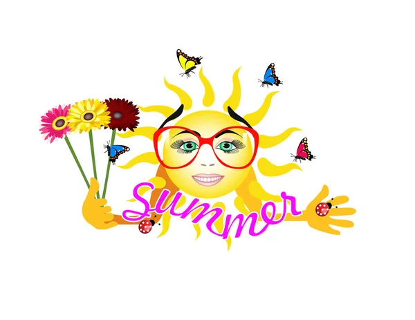 Logo Sun Happy Summer — Stock Vector