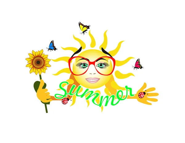 Λογότυπο Ήλιο Καλό Καλοκαίρι — Διανυσματικό Αρχείο