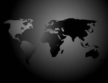 Kara arkaplanda dünya haritası