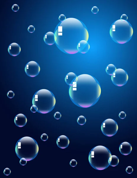 Bulles Savon Sur Fond Bleu — Image vectorielle