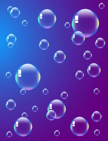 Bulles Savon Sur Fond Bleu — Image vectorielle