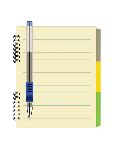 Stift Und Notizbuch Auf Weißem Hintergrund — Stockvektor