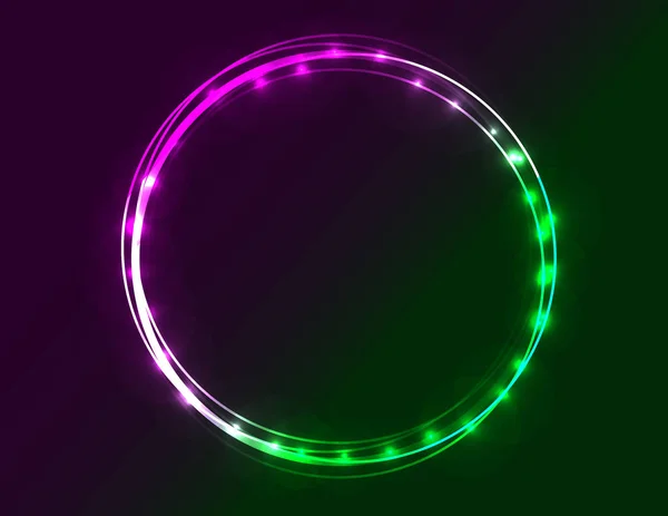 Neon Rundes Rahmendekor — Stockvektor