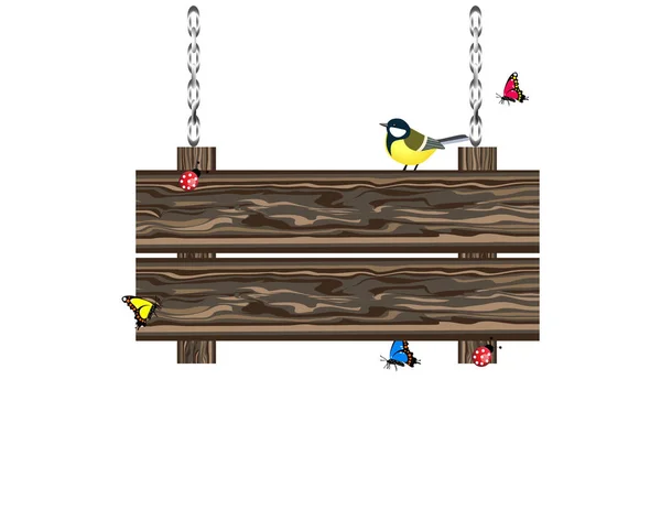 Dřevěná Deska Ptákem Kozy — Stockový vektor