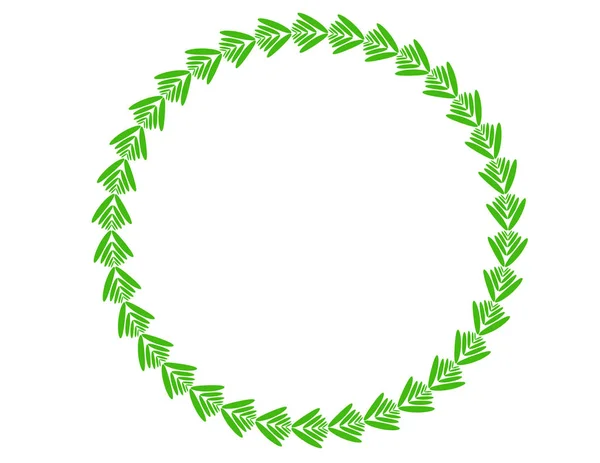 Кругла Рамка Декором Листя — стоковий вектор