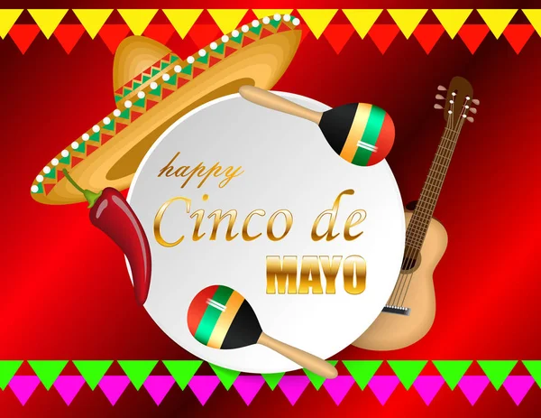 Carte Postale Voeux Cinco Mayo — Image vectorielle