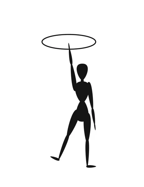 Silhouette Fille Exercice Physique Gymnase — Image vectorielle