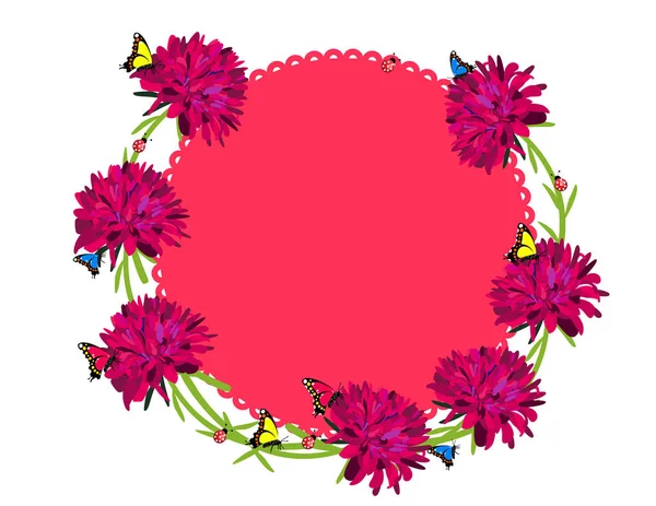 Astra Flower Frame Decor — Stock Vector