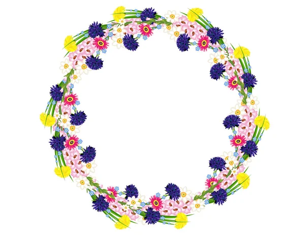 Couronne Florale Colorée Sur Fond Blanc — Image vectorielle