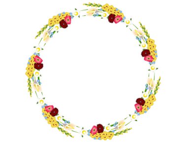 Çerçeve çiçekler izole dekor