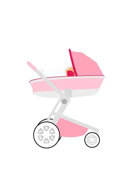 Baby Stroller White Background — Stock Vector