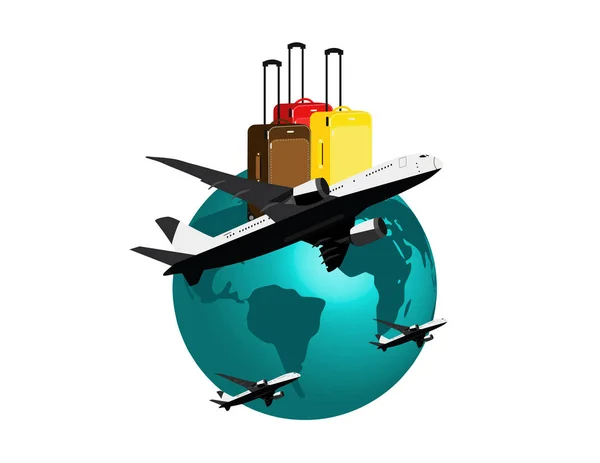 Logo Seyahat Uçak Harita — Stok Vektör