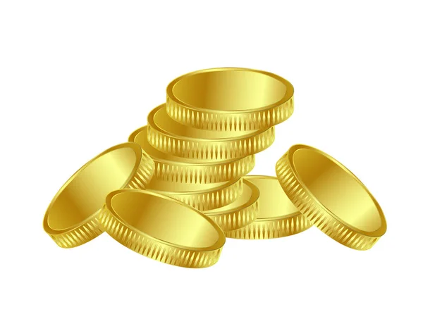 Goldmünzhaufen Isoliert — Stockvektor
