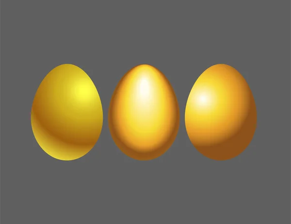 Huevos Pascua Decoración Oro — Vector de stock