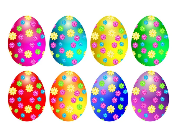 Huevos Pascua Diferentes Colores — Vector de stock