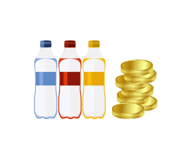 塑料瓶兑换货币 — 图库矢量图片