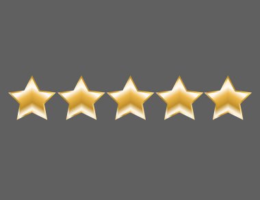 Beş altın yıldız dekor izole