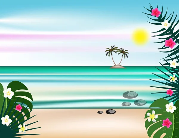 Mer Soleil Plage Fond Décor — Image vectorielle