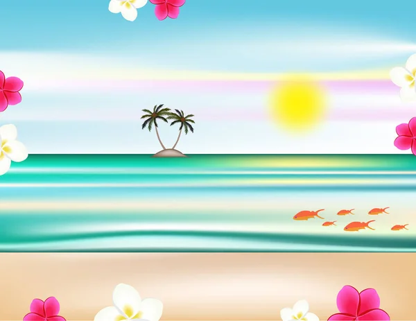 Meer Sonne Strand Hintergrund Dekor — Stockvektor