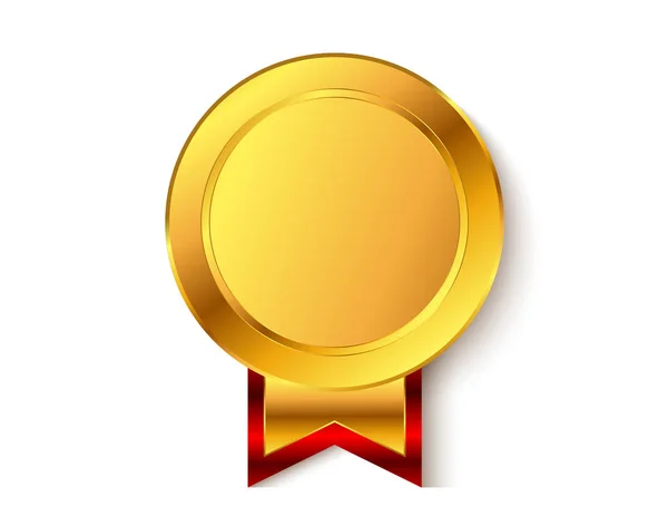 Gold Rote Medaille Isoliert Mit Schatten — Stockvektor