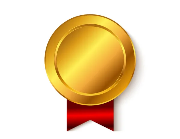 Χρυσό Κόκκινο Μετάλλιο Που Απομονώνεται Σκιά — Διανυσματικό Αρχείο