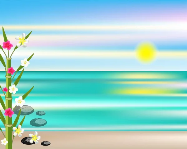 Deniz Çiçekleri Bitkiler Plaj Arka Plan — Stok Vektör