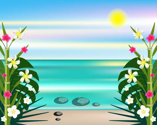 Fleurs Mer Plantes Fond Plage — Image vectorielle