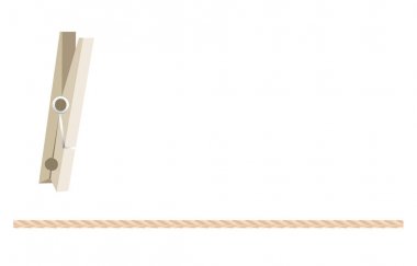 İzole edilmiş bir halat üzerinde Clothespins