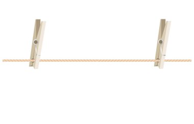 İzole edilmiş bir halat üzerinde Clothespins