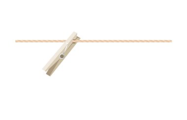 İzole edilmiş bir halat üzerinde Clothespins