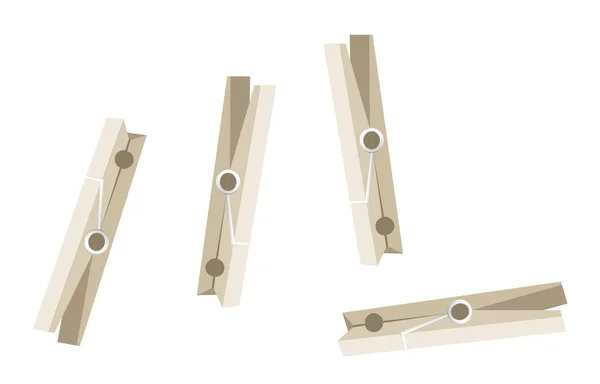 Clothespins Fundo Branco — Vetor de Stock