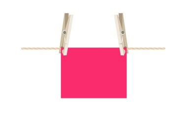 Sticker ile bir ip üzerinde Clothespins