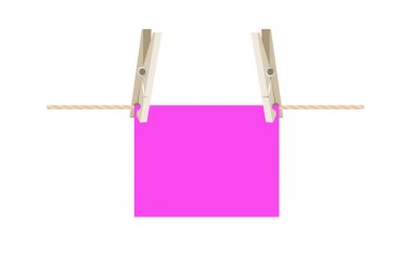 Sticker ile bir ip üzerinde Clothespins