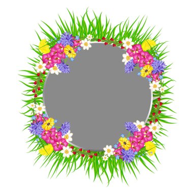 Etiket çerçeve yuvarlak yaz çim