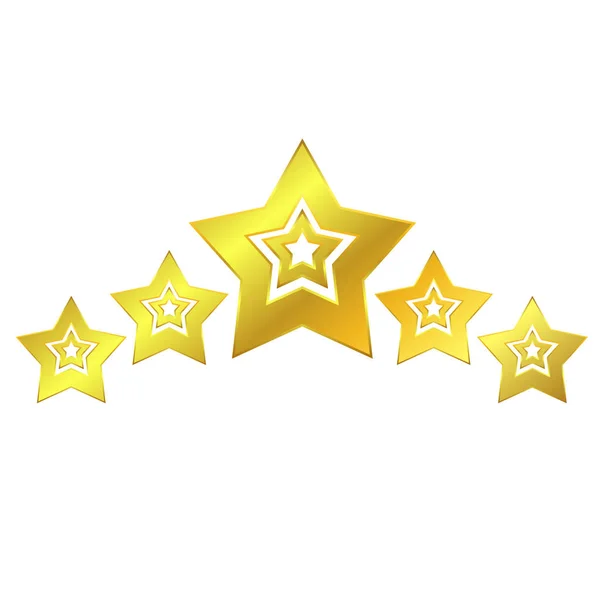 Pět Zlatých Hvězd Výzdoba Izolovaná — Stockový vektor