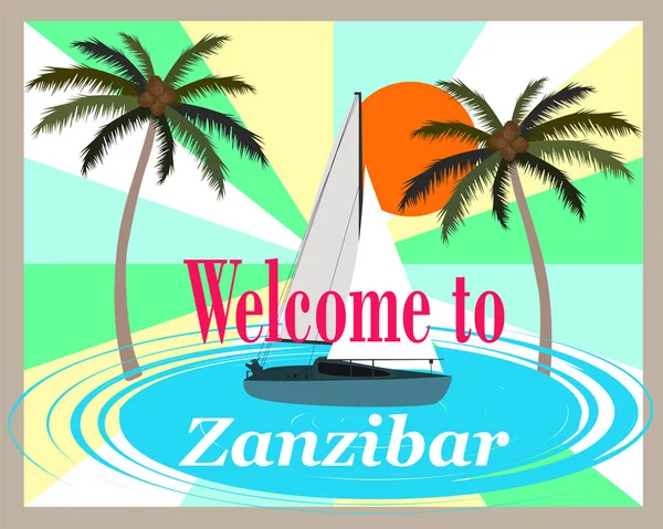 Welcome Zanzibar Banner Decor — Stock Vector