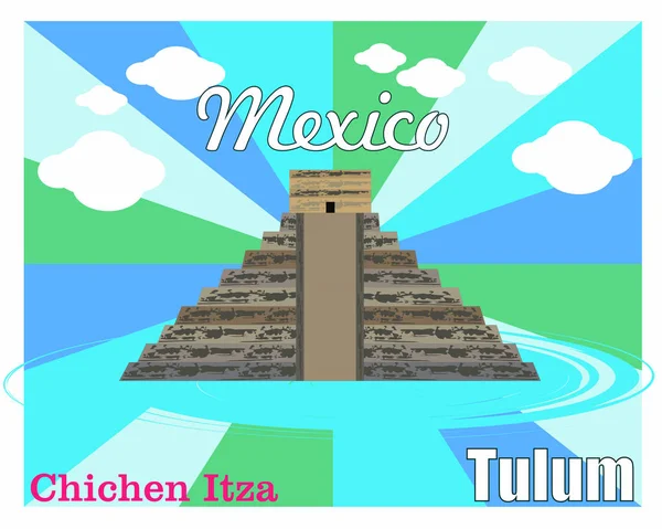 Chichen Itza México Tulum Banner —  Vetores de Stock