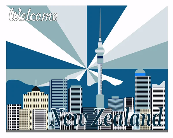 Καλώς Ήλθατε Στο Πανό Της Νέας Ζηλανδίας — Διανυσματικό Αρχείο