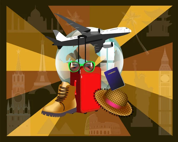 Logo seyahat uçağı, bavul gözlükleri