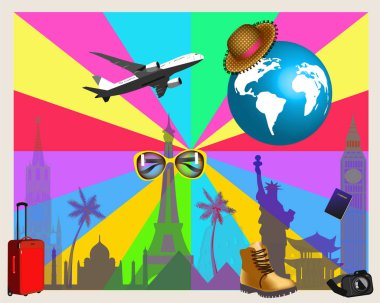 Logo seyahat uçağı, bavul gözlükleri