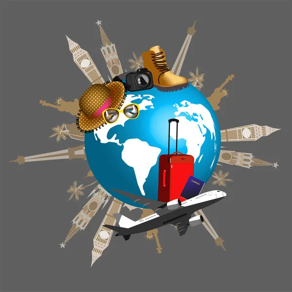 Logo seyahat uçağı, bavul gözlükleri