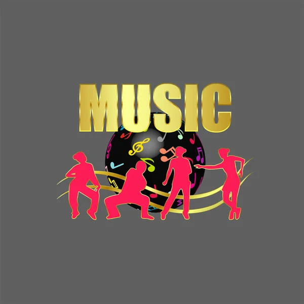 Logo Muziek Decor Geïsoleerd — Stockvector