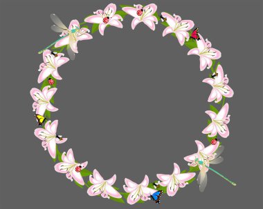 Lily çiçek çerçeve dekorasyon izole