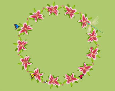 Lily çiçek çerçeve dekorasyon izole