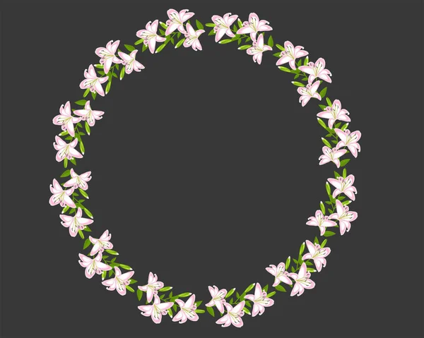 Lily Λουλούδι Διακόσμηση Κορνίζα Απομονωμένη — Διανυσματικό Αρχείο