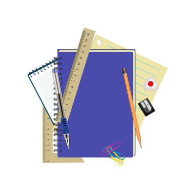 Beyaz arka plan üzerinde okul defteri